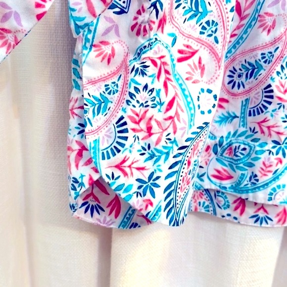 Women’s Foxcroft NYC Paisley Bow Cuff Non-Iron Tunic Top Size 8 - Picture 3 of 6